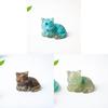 Мини-фигурка кошки, изделие из смолы, декор для дома, офисного стола, с натуральным кристаллом, для подарка