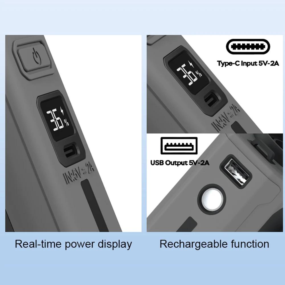 Портативный мини-вентилятор на пояс, подвесной на шею, с USB-зарядкой, маленький, для улицы, путешествий, кемпинга, с функцией Power Bank, светодиодной подсветкой