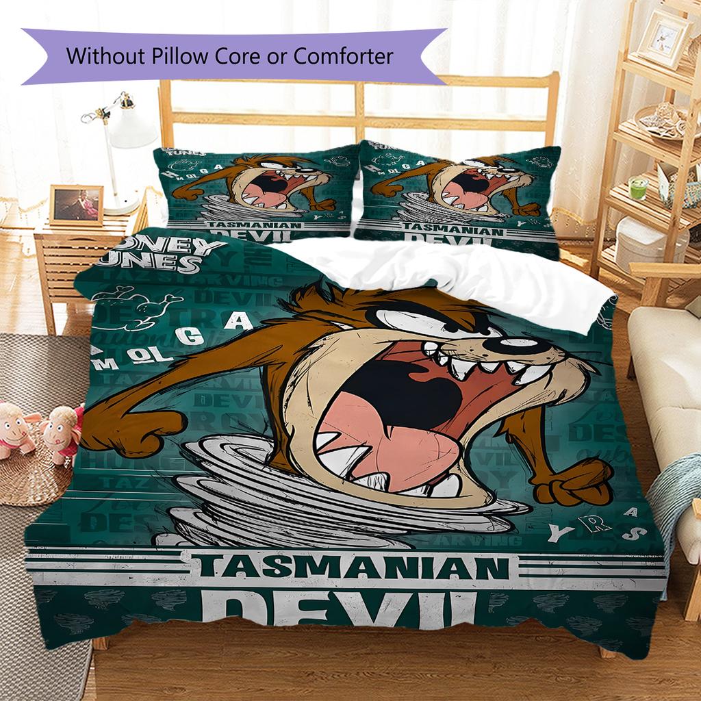 Tazmanian Devil Pattern Bedding,Quilt Set Quilt Cover Pillowcase Home Birthday Gift (1 * duvet cover + 2 * pillowcase, without core)