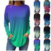 Women's Loose Round Neck Gradient Print Long Sleeve T-Shirt Top Pullover