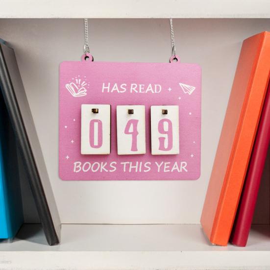 Hanging Book Read Tracker Handmade Wooden Book Counter Has Read Book This Year Bookshelf Hanging Sign Book Lovers Gift