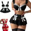 Mini Skirt Sexy Pajama Set Open Design Women Bra Set New Sexy Lace  Lingerie  Women