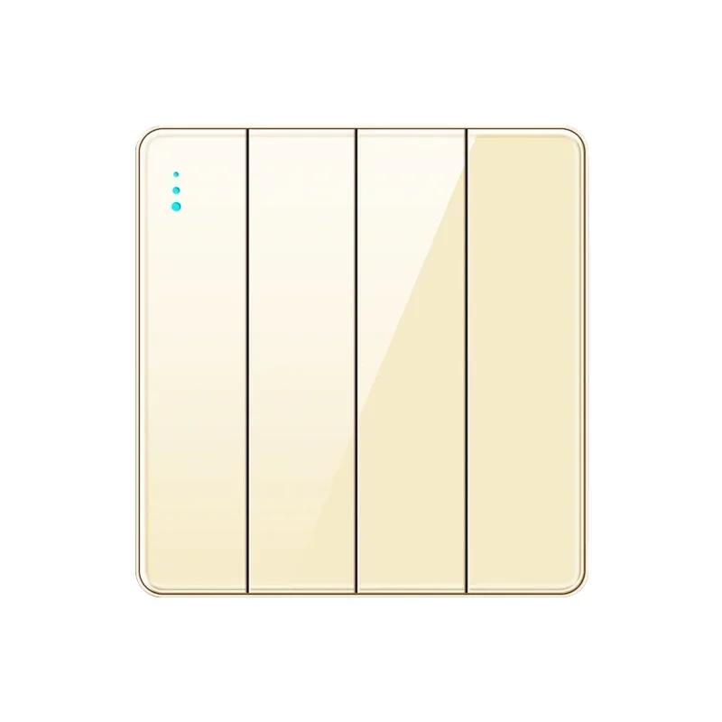 EU RU UK Standard 1/2 Way Wall Light Switch Luxury Full Tempered Glass Panel ON OFF Power Push Button Switch1/2/3/4 Gang Type 86