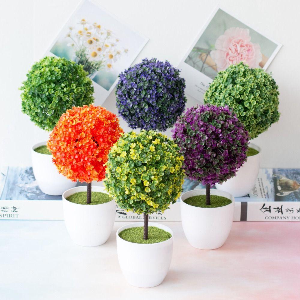 Snowball Artificial Plants Bonsai New Simulation Fake Flowers Home Decoration Small Tree Potted