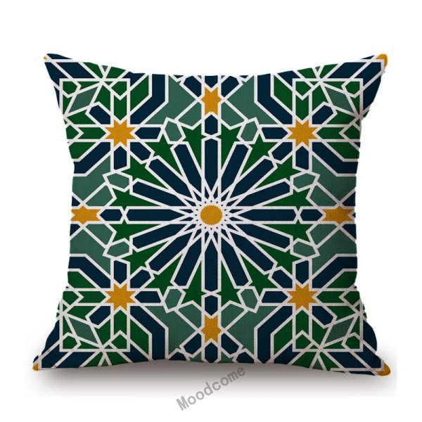 Classic Muslim Pattern Arabesque Islamic Geometric Mediterranean Style Decoration Sofa Throw Pillow Case Linen Cushion Cover