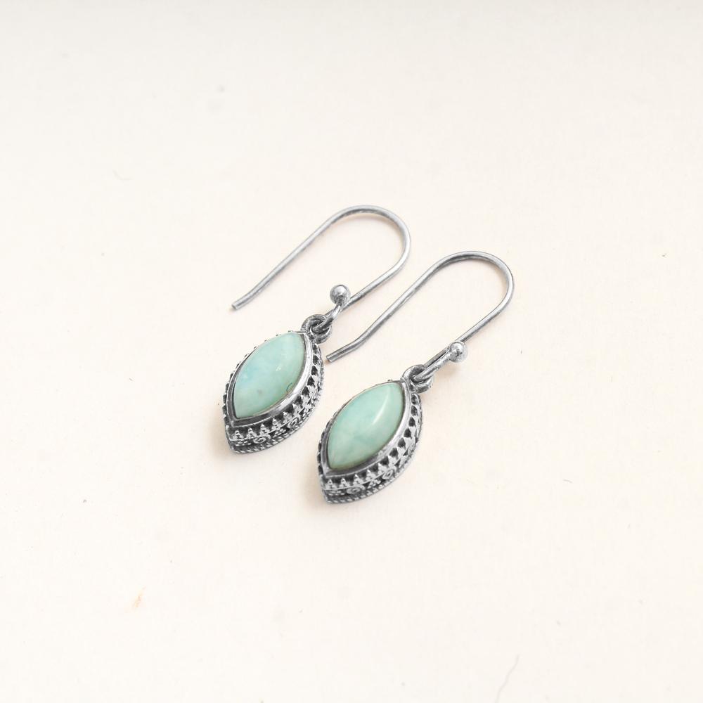 Natural Larimar Earring, Women Earring, Silver Jewelry, 925 Sterling Silver, Handmade Jewelry