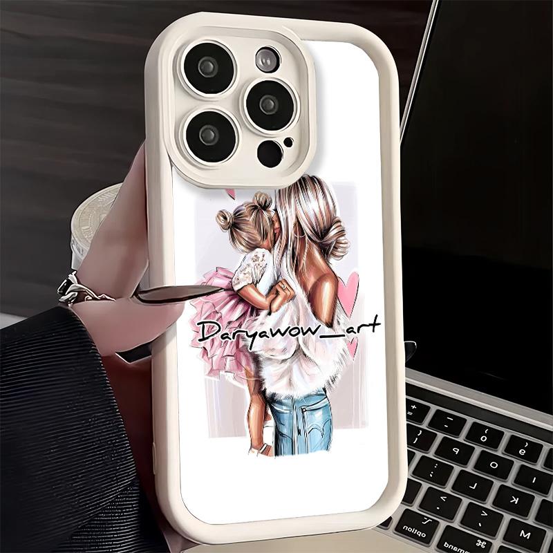 Чехол для телефона iPhone 17 Air 16E 15 16 Pro Max Тема 'Мама и Дети Девочки' 14 Plus 13 12 Mini Мягкий Силиконовый Чехол Fundas