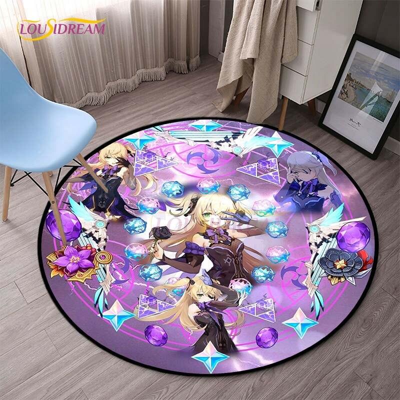 Genshin Impact круглые коврики для спальни, ковры с героями мультфильмов для гостиной, детский мягкий ковер, противоскользящий коврик для пола, домашний декор, кемпинг, пикник