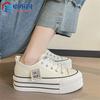 Platform Canvas Shoes Women's 2025 Spring and Autumn New Muffin Versatile Popular Sports and Leisure White Shoes Retro Board Shoes