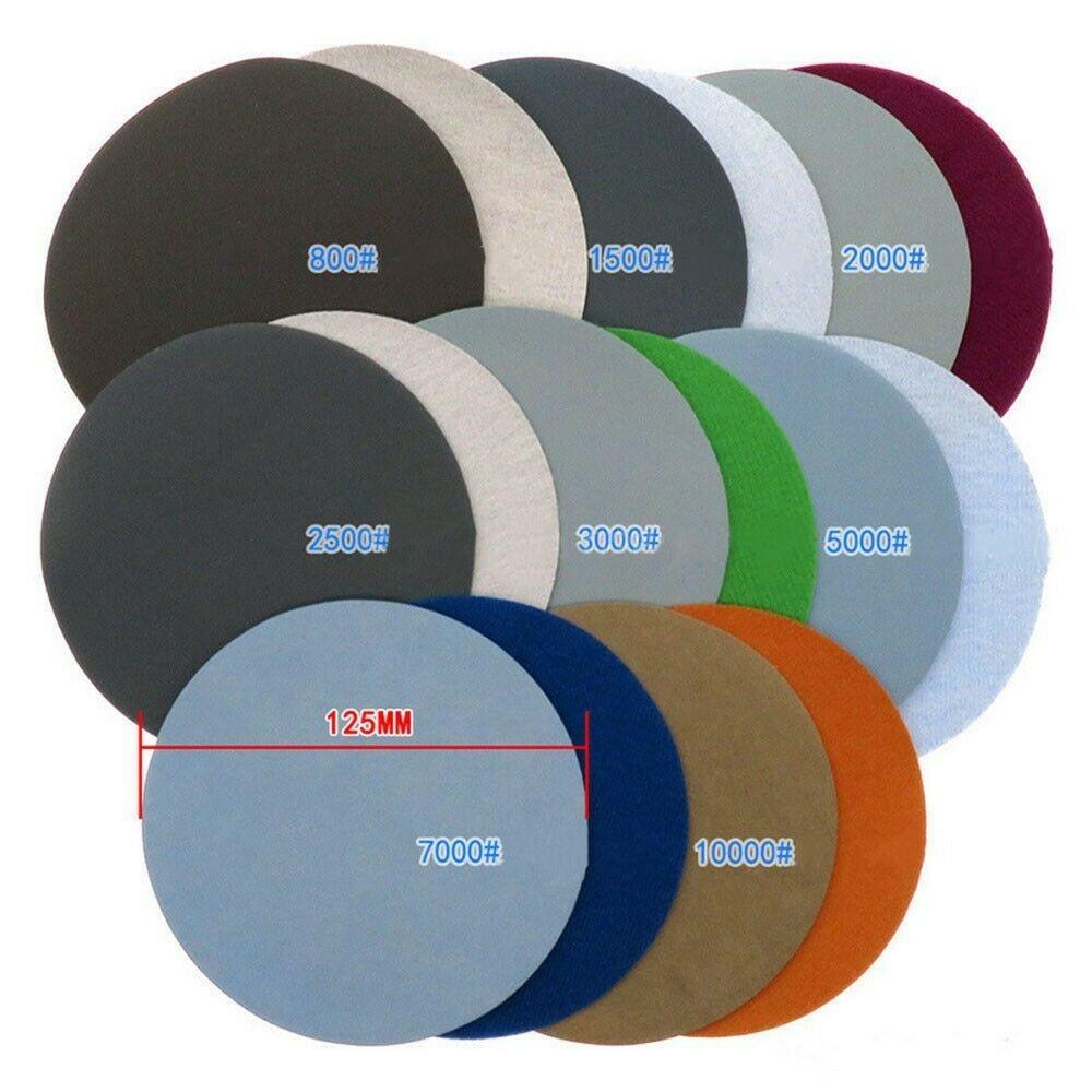 125mm Wet And Dry Sanding Discs 5 Inch Sandpaper Hook & Loop Pads Grit 800-10000