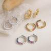 HECHENG,Brass Metal Multi-Color Zircon Square Hoop Earrings Exquisite Luxury Minimalist Korean Style Women's Zircon (1 Pair)