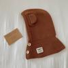 Soft Warm Baby Hooded Hat Boys Girls One Piece Scarf Cap Lovely Bear Ear Knit Hats  Toddler