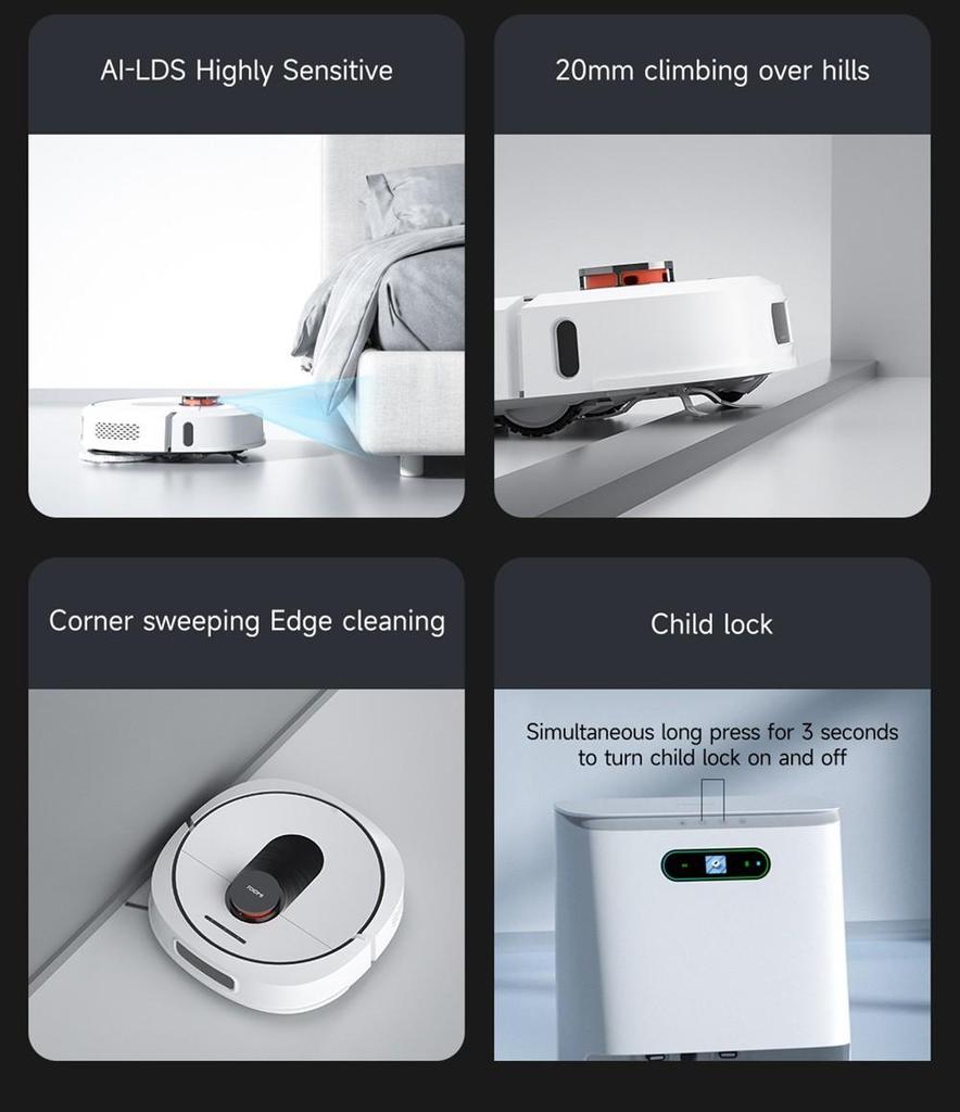 Обновленный:  Умный робот-пылесос ROIDMI EVA, самоочищающийся и опорожняющий, 3200 Па, мощное всасывание, 3-в-1, пылесос, подметание и уборка
