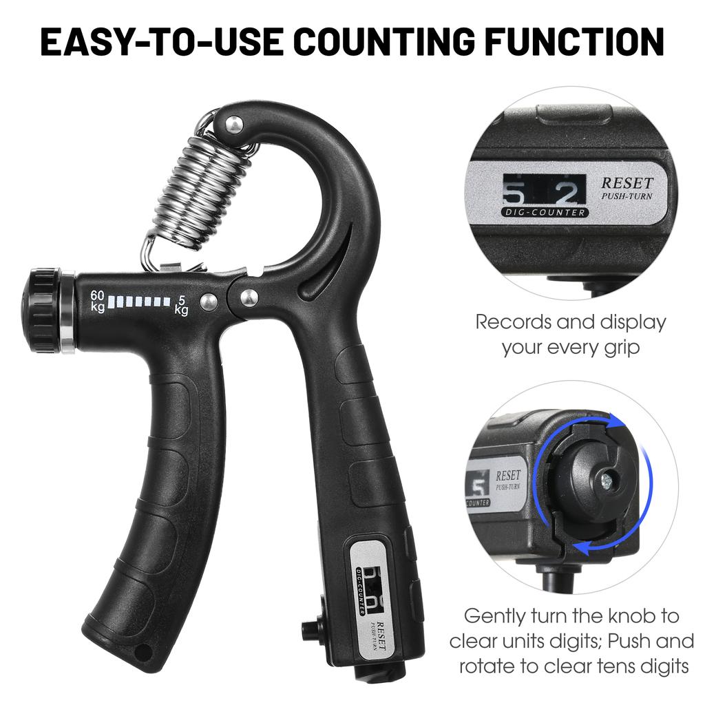 Усилитель ручного захвата со счетчиком 5-60 кг, тренажер для рук с регулируемым сопротивлением, фитнес-тренажер для рук