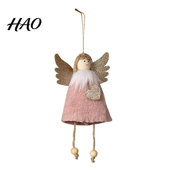 Cute Girl Style Tree Decor Christmas Ornament, Heart Angel Plush Hanging Pendant, Soft Decorative Ornaments for Windows Stuffed Pendant Holiday Party,