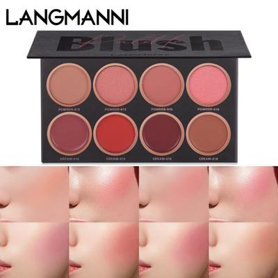 Langmanni Makeup Восемь цветов палитры румян для осветления тона кожи Натуральная и стойкая палитра румян