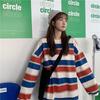 Cotton Sweatshirt for Women Korean Style Autumn and Winter New Loose Striped Thin Top for Women