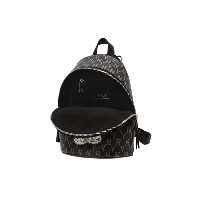 MLB X Disney Collaboration Vintage Print New York Yankees Polyester Mini Backpack Women backpacks Black 32BGK1011-50L
