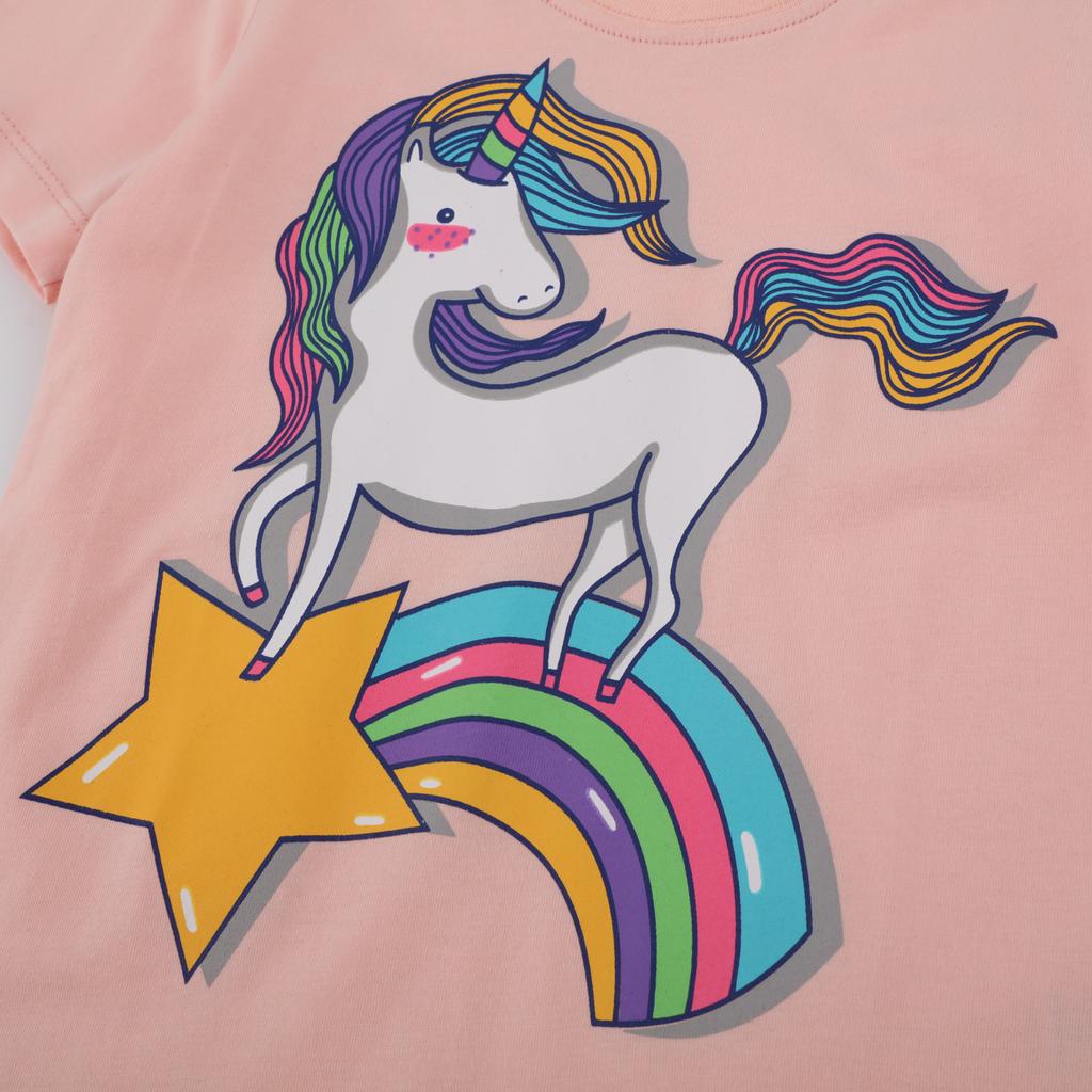 Little maven Baby Girls New Fashion Tops Children Lovely Unicorn T-shirt Cotton Soft and Comfort for Kids 2-7 year