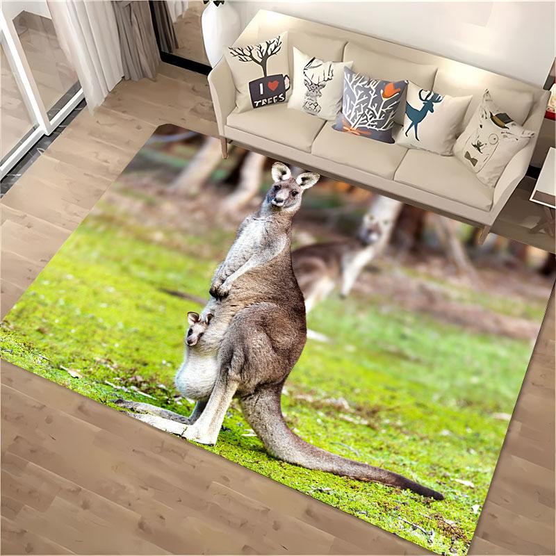 Australia Kangaroo 3D HD Area Carpet,Rugs for Living Room Tapete for Bedroom Sofa Kitchen Doormat Decor,Kid's Non-slip Floor Mat
