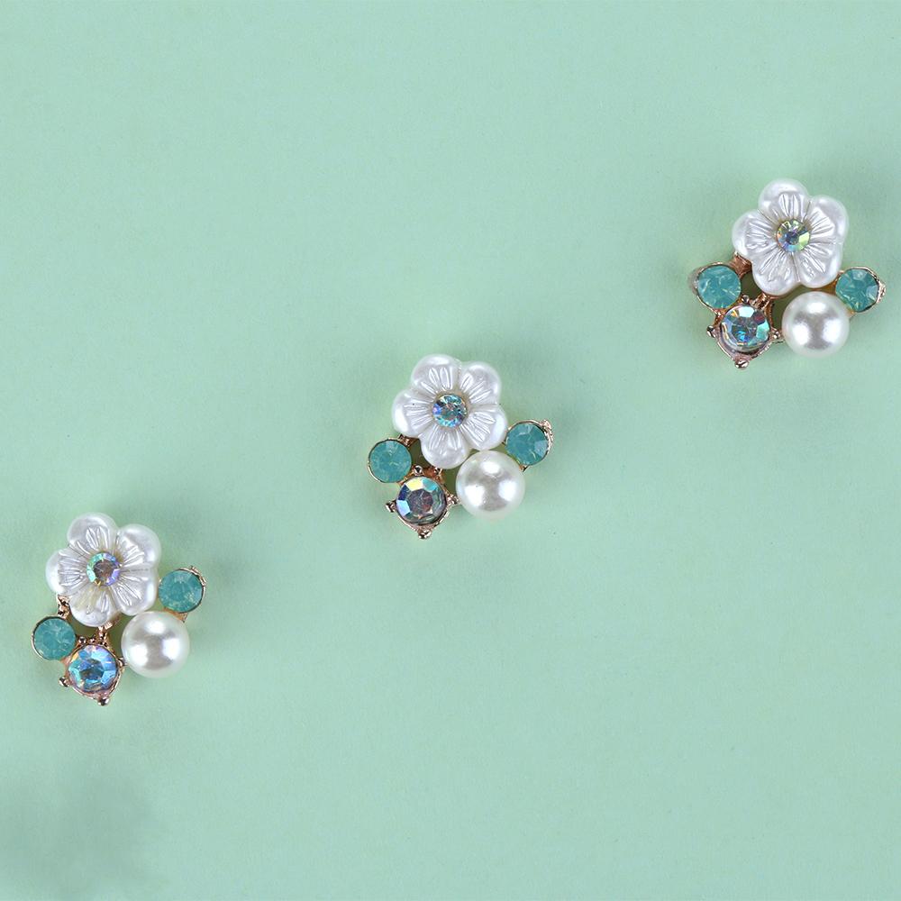 Decoration Plating Hairpin Accessories Pearl Buttons Rhinestone Button Flower Buckle Apparel Sewing