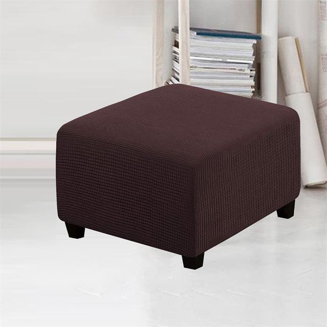 Jacquard Ottoman Stool Cover Furniture Protector Covers Stretch Square Removable Footstool Sofa Slipcovers Washable Chair Covers