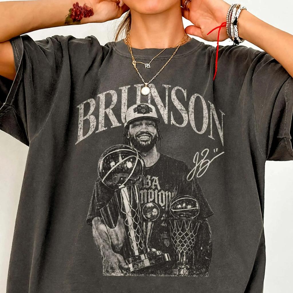 2026 New York Jalen Brunson Champions T-shirt Men Women Summer Cotton Clothing Vintage Round Neck Short Sleeved Shirt Streetwear