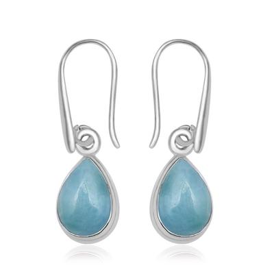Натуральные серьги с драгоценными камнями Larimar 925 пробы Серебряные серьги в форме груши с драгоценными камнями ручной работы Висячие серьги для женщин и девочек