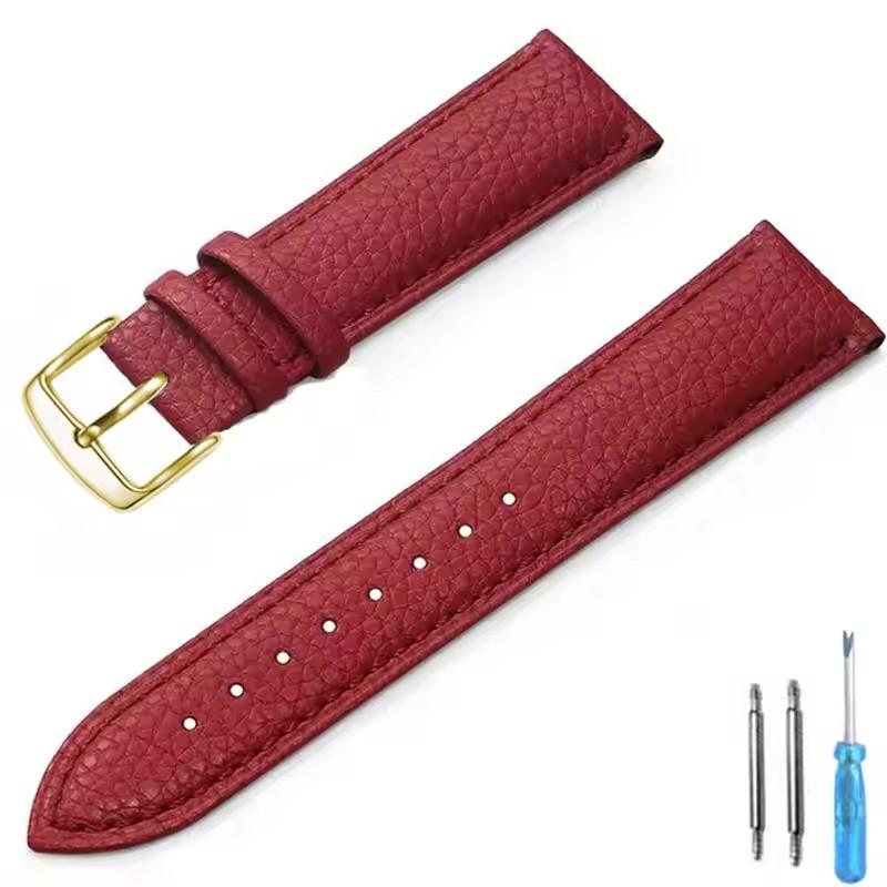 Litchi Pattern Soft Leather Watch Band Bracelet 12mm 14mm 16mm 18mm 20mm 22mm Replacement Wrist Straps Watchbands