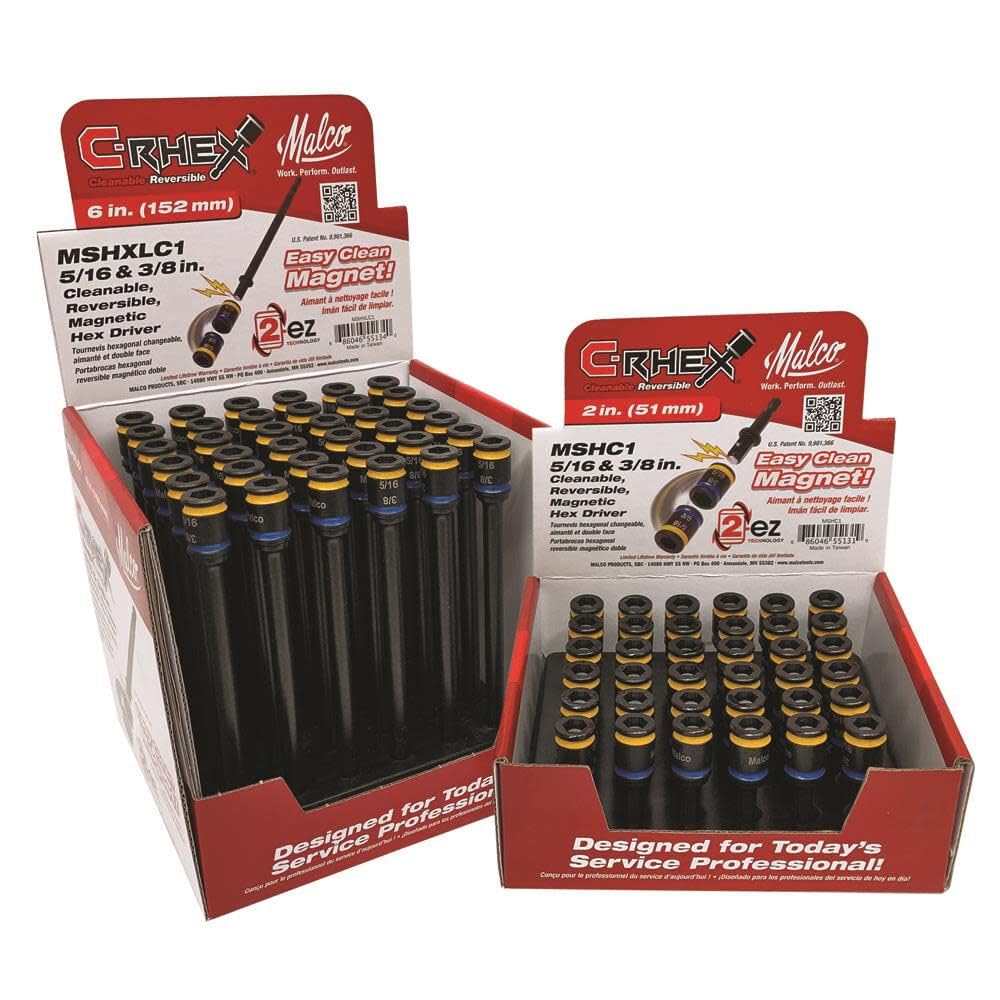 Marco x Double Sided Hex Driver Magnetic Easy Clean MSHC1 5/16 & 3/8 2" ~ Cleanable, Reversible, -