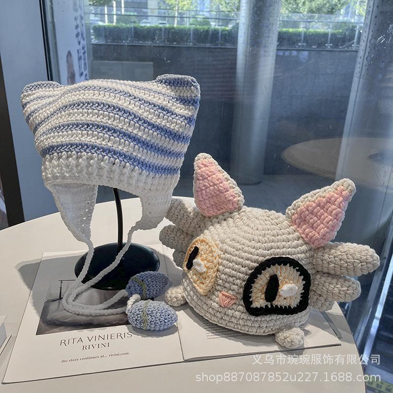 Fashion handmade cartoon wool hat men's and women's party personalized knitted hat new warm cold hat