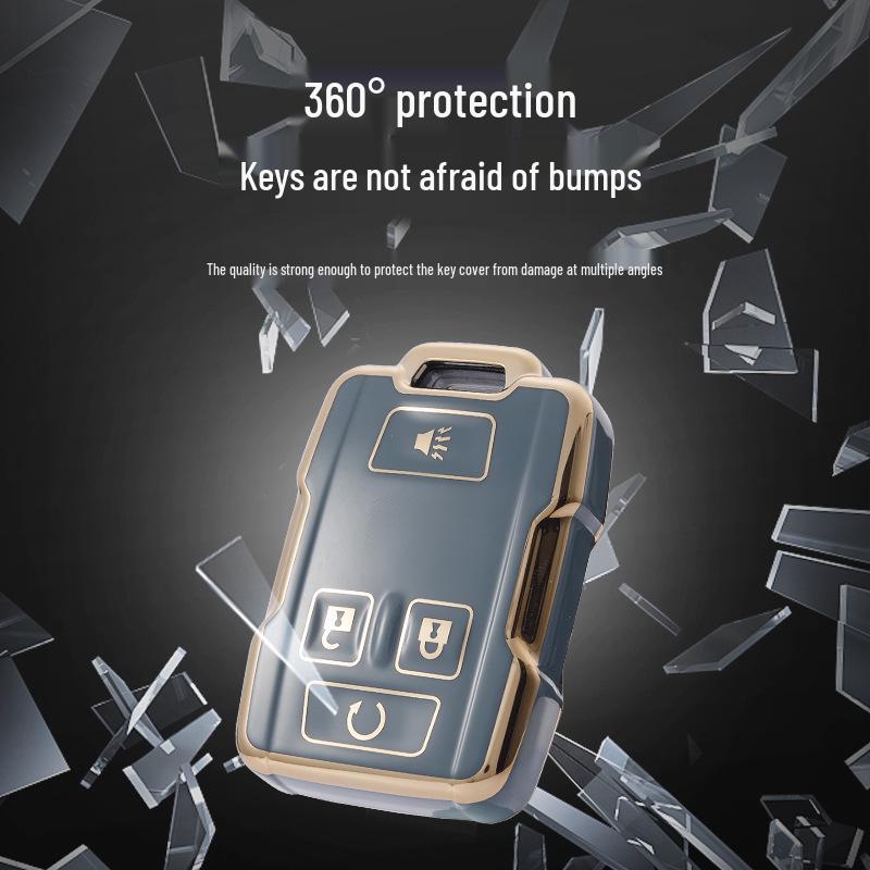 GMC Chevrolet Canyon TPU Car Key Protective Case with Gold Edge