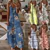 Women's Fashion Casual Sleeveless Vest V-Neck Printing Maxi Tank Long Dress