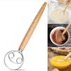 Danish Dough Whisk Hand Mixer Cake Bread Whisk Manual Egg Beater Wood Handle Stainless Steel Whisk Kitchen Baking Accessories