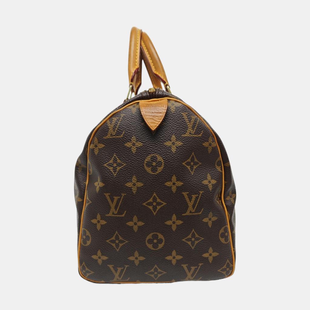 [Pre-Owned] Speedy 30 Elegant Compact Fashionable Commuter Classic Monogram Coated Canvas With Leather Trim Pillow Bag - Fair #U4RUOX