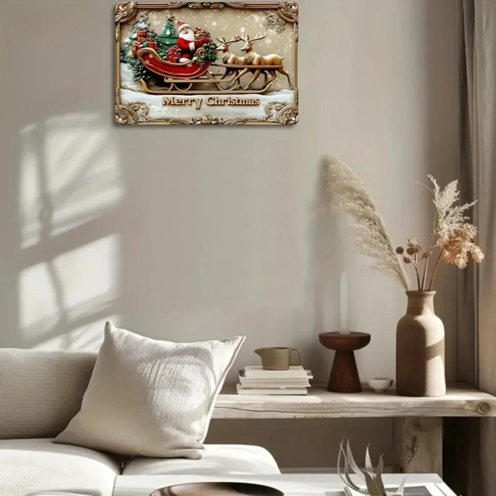Ретро Железный Санта GlamDecor Стиль Глэм Рождественский Знак Праздничный Санта Олень Подарки Настенное Украшение Многоцелевое Домашнее Декорирование