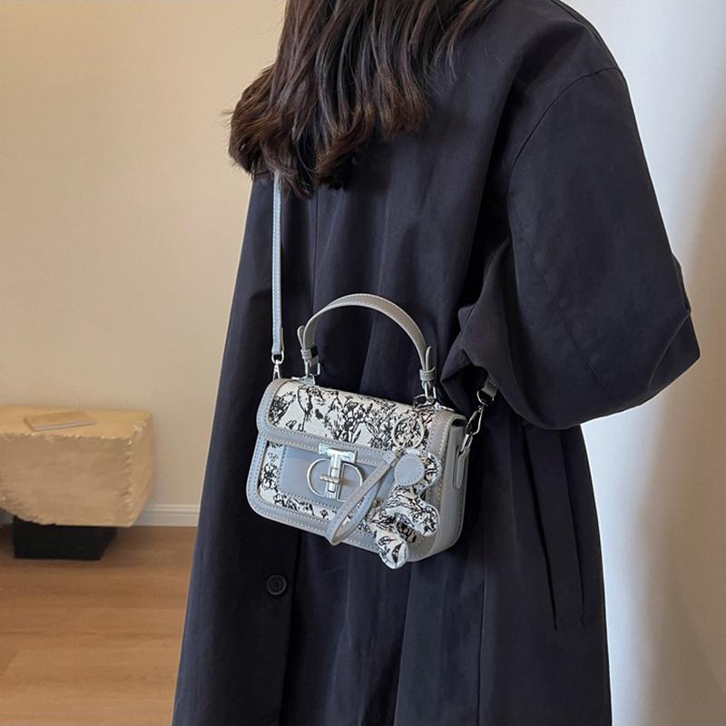 Hot Style High-end Western Style Printed Handheld Small Square Bag Women's Bag Trendy Stitching Single Shoulder Crossbody Bag