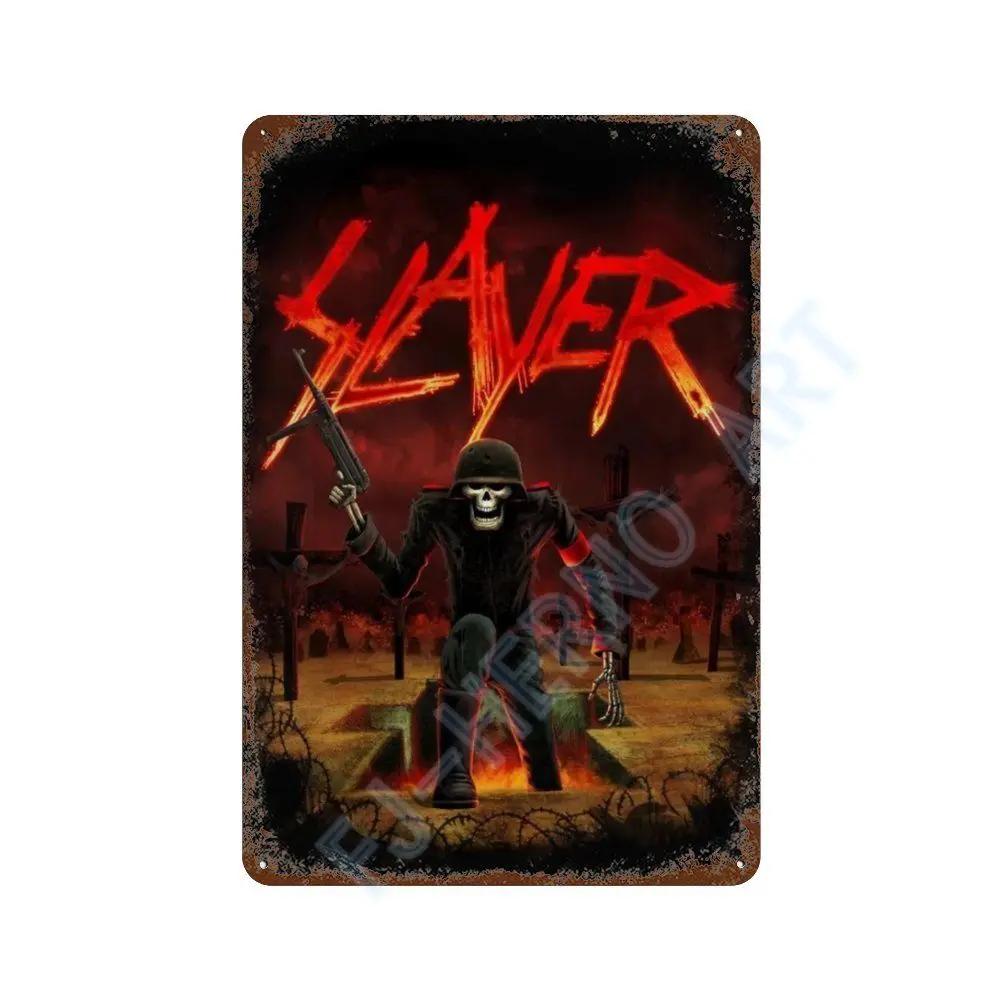 Винтажный Постер Альбома Slayer Хэви-метал Металлическая Жестяная Вывеска Табличка Nordic Настенное Искусство Тарелки для Декора Комнаты Дома Подарки для Мальчика