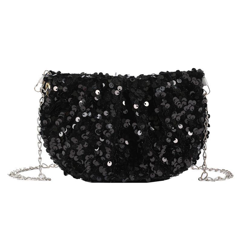 Chic Glitter Single Shoulder Bag 2024 New Summer Texture Chain Crossbody Bag Street Style Shoulder Bag