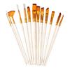 13PCS Artist Paint Brush Set Pearl White Bicolor Nylon Bristles Long Handle Oil Acrylic Paint Brush Watercolor Brush Set