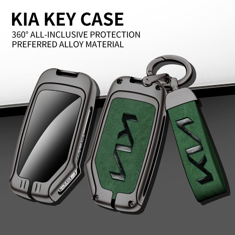NCUD9 ZincAlloy Leather Car Smart Key Case Protector Shell For KIA Sportage R GT Stinger Sorento Ceed Cerato Forte Niro Soul Telluride