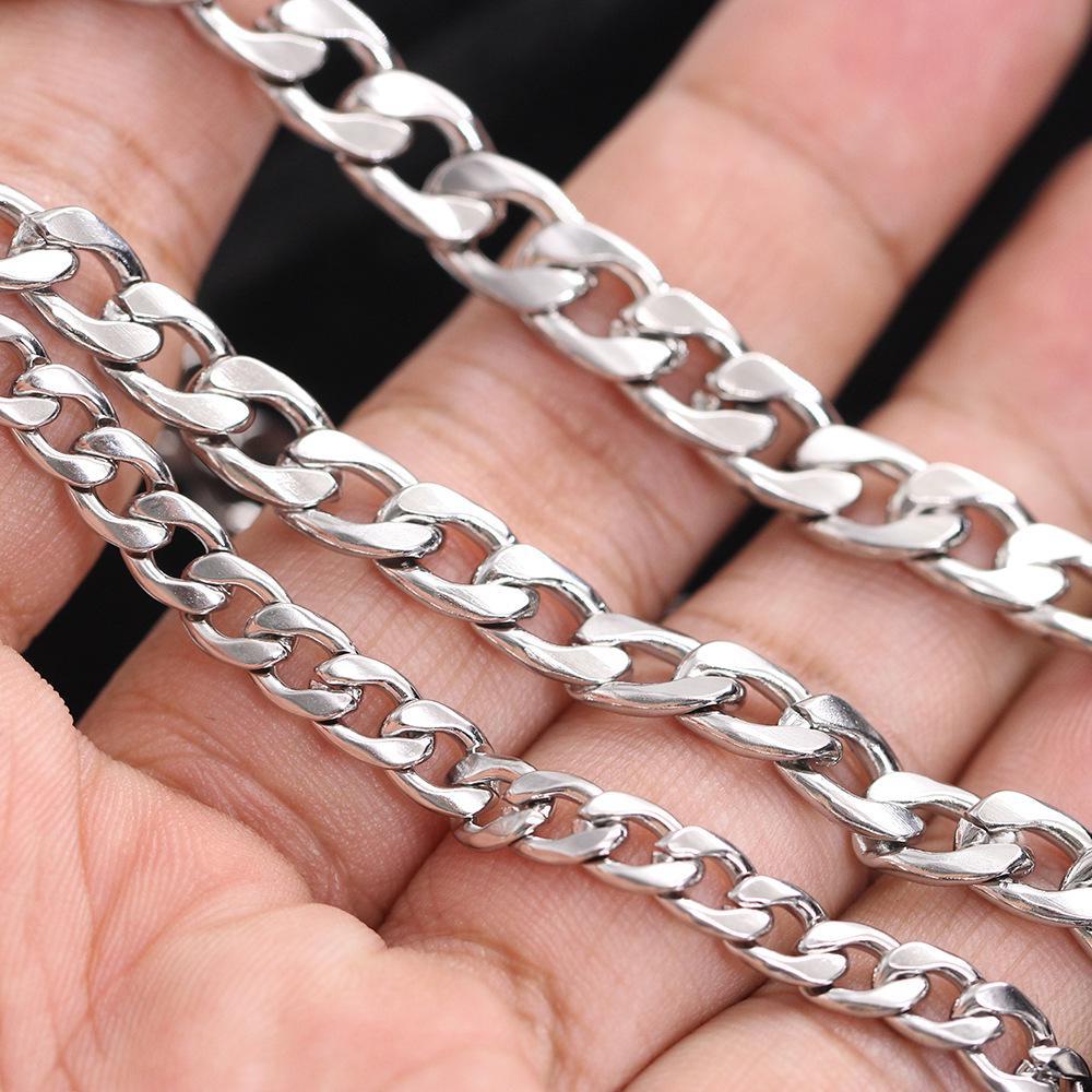 Stainless Steel Hip-Hop Cuban Chain, 3-10mm, Unisex Titanium Steel Sweater Chain