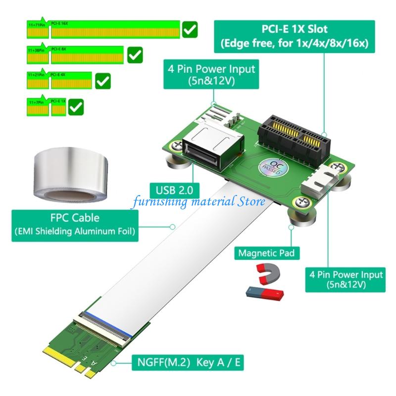 Y5GD Плата-переходник M.2 A+E в слот PCIe для WiFi, для ремонта, маршрутизации и аппаратного тестирования