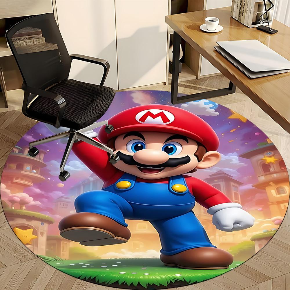 1pc Mario Adventure Office Round Area Rug, Under Office Chairs Bedroom Living Room Home Decor a1016254