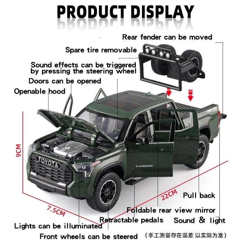 Großes 1/24 Toyota Tundra SUV Modellauto Diecast Miniatur Metallauto Geländewagen Sammlung Sound Licht Kinderspielzeug für Kinder
