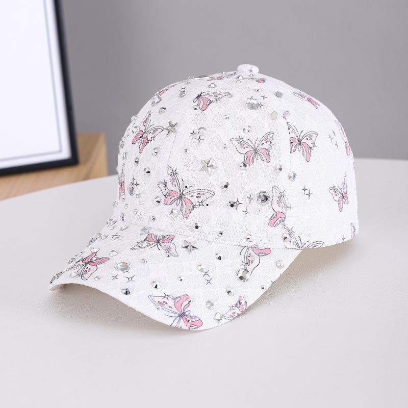 New butterfly print foreign style baseball cap children's lace breathable fashion casual versatile sunshade diamond cap