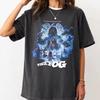 Spooky Blue Ghost Figure Poster Graphic T Shirt Gothic Horror Style Oversized Short Sleeve Unisex Tops