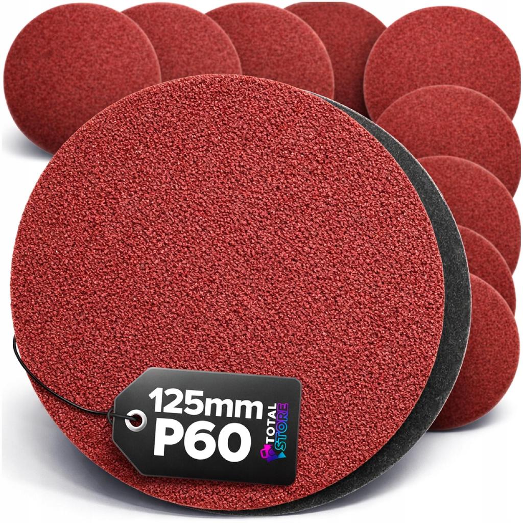 10Szt Krążki Ścierne Na Rzep Papier Ścierny Krążki Szlifierskie 125Mm P60