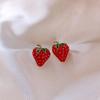 S925 Silver Needle Girl Sense Cute Small Strawberry Net Red Wild Earrings Student Birthday Gift Accessories Earrings