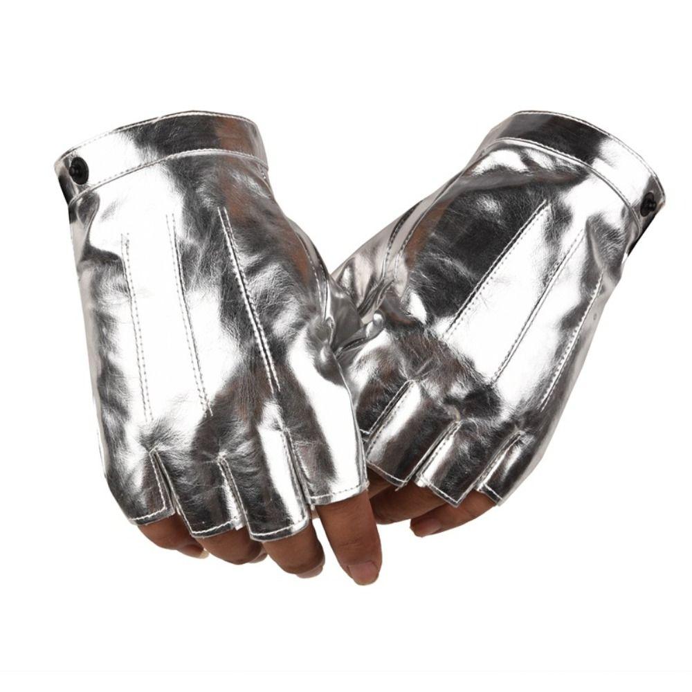 Крутые кожаные перчатки для вождения Панк-перчатки для выступлений Модные митенки без пальцев Вечеринка